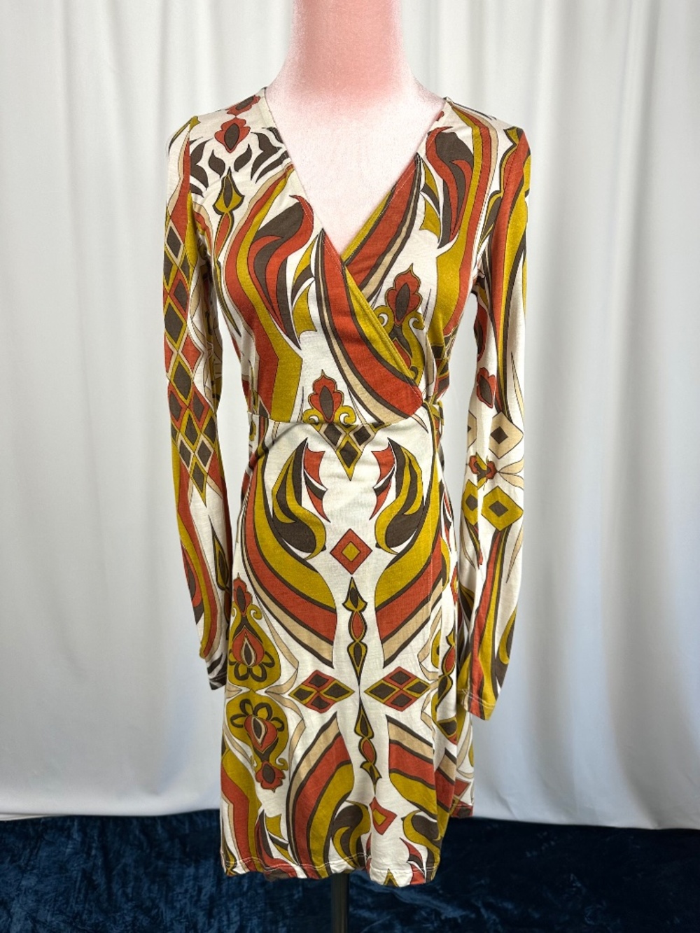 Vintage Crystal Candy USA Retro Geometric Wrap Dress XS - Picture 2 of 16